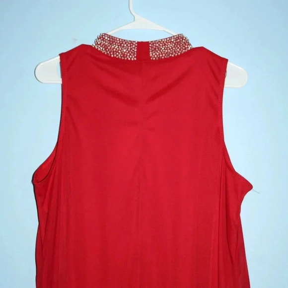 ANNALEE + HOPE Made in the USA Swing Dress Pearl Mock Neck Sleeveless Red XL - Picture 10 of 15